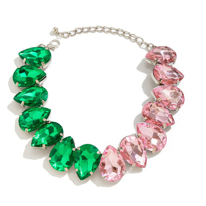 Glam Exaggerated Geometric Water Droplets Rhinestones Rhinestone Iron Tennis Chain Choker