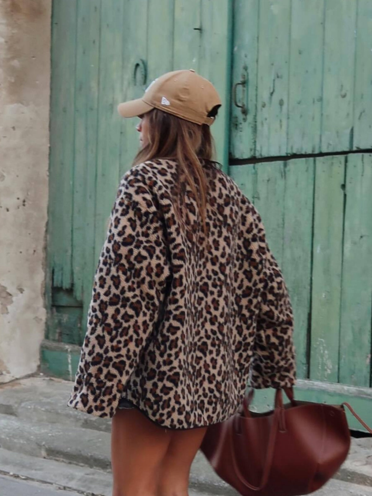Women's Casual Elegant Leopard Single Breasted Coat