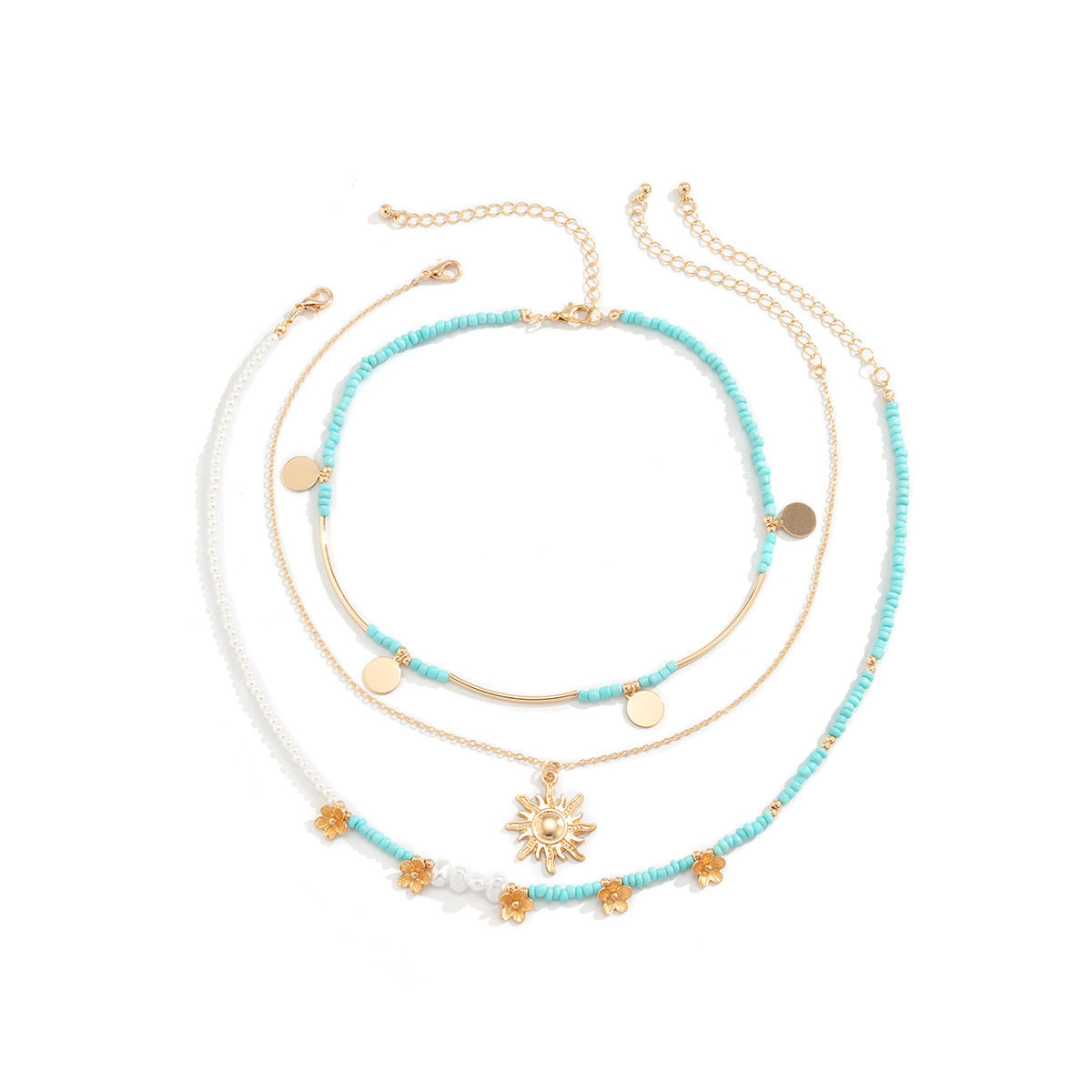 Vacation Pastoral Geometric Alloy Seed Bead Beaded Chain Layered Necklaces