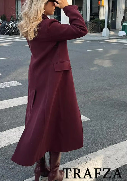 Women's Streetwear Solid Color Double Breasted Woolen Coat Woolen Coat