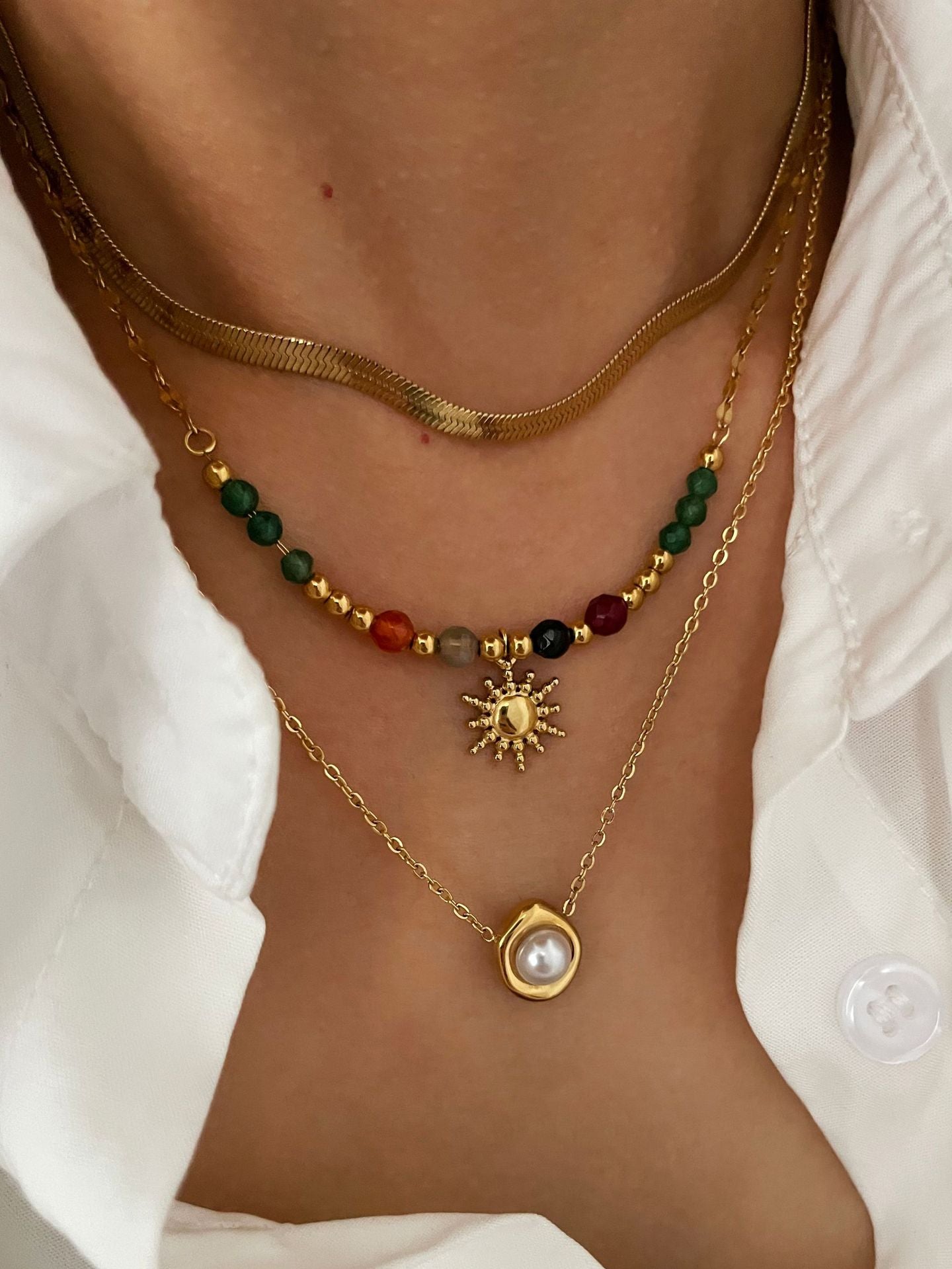 Jewelry Vintage Style Classic Style Geometric 316L Stainless Steel  18K Gold Plated Necklace