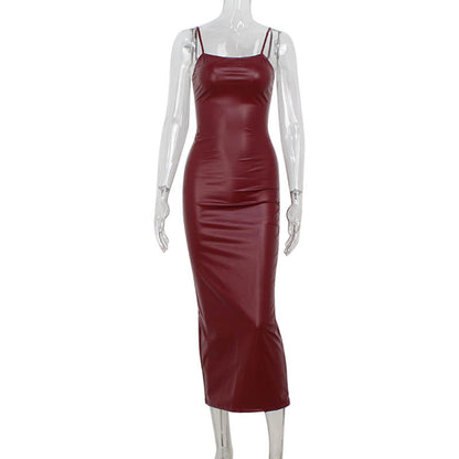 Women's Strap Dress Vacation Simple Style U Neck Sleeveless Solid Color Maxi Long Dress Holiday