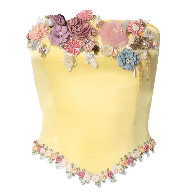 Women's Wrap Crop Top Sleeveless Tank Tops Streetwear Flower