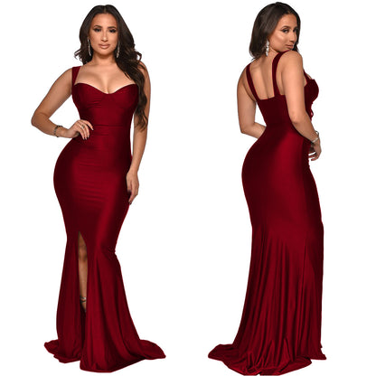 women's regular dress fashion v neck slit patchwork sleeveless solid color maxi long dress daily