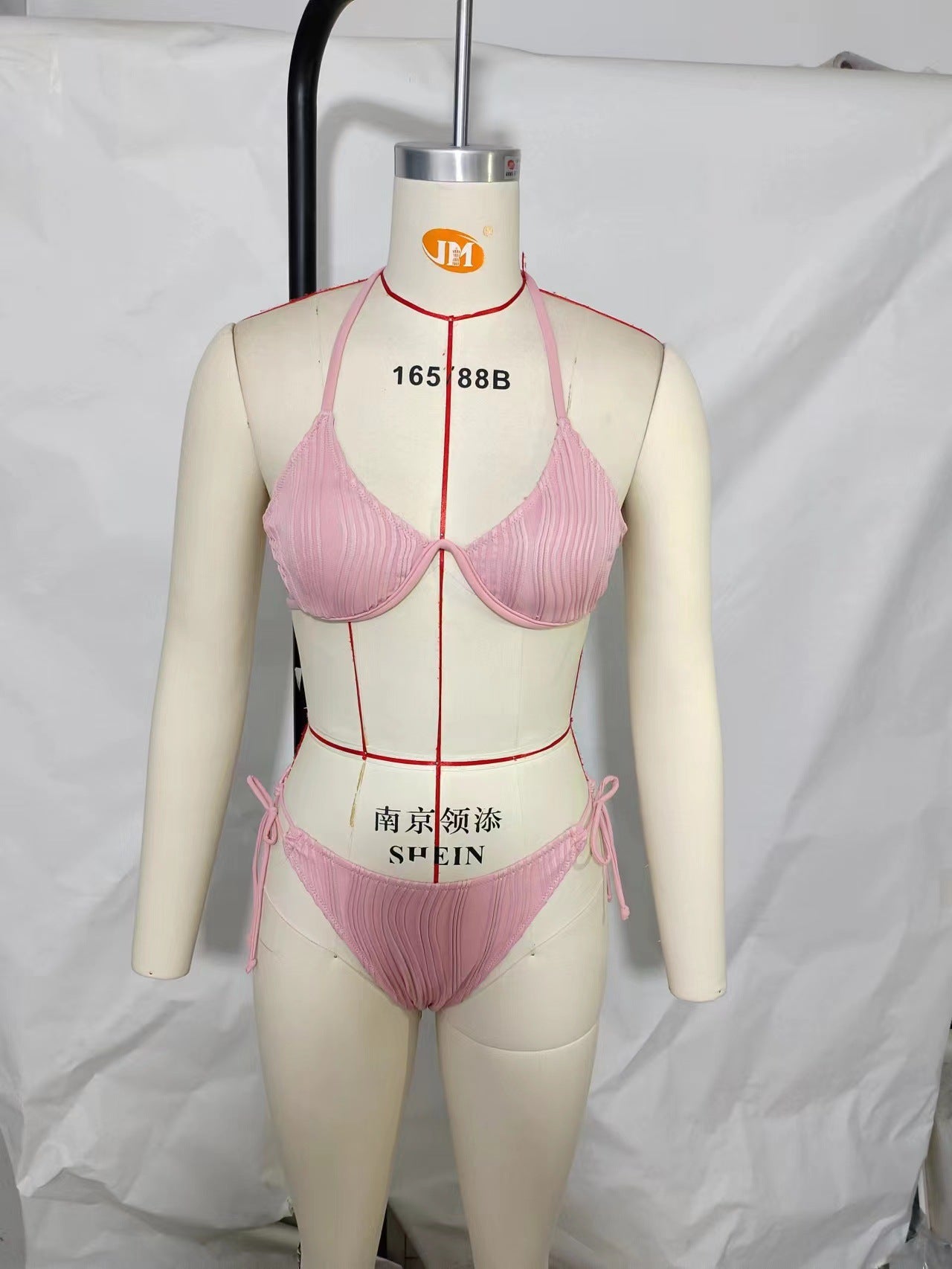 Women's Solid Color Stripe 2 Pieces Set Bikinis Swimwear