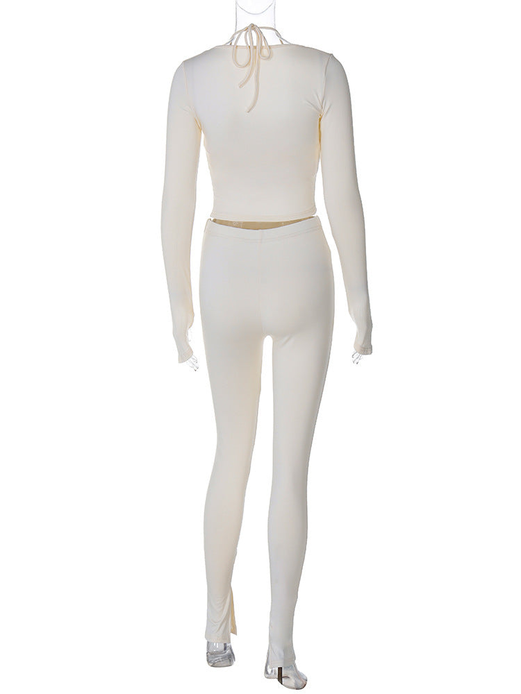Banquet Daily Women's Elegant Solid Color Spandex Polyester Pants Sets Pants Sets