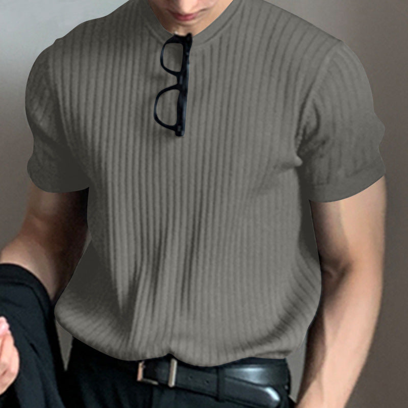 Men's Solid Color Simple Style Round Neck Short Sleeve Loose Men's T-shirt