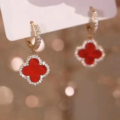 Four-leaf clover earrings women's premium classic small fragrant wind earrings