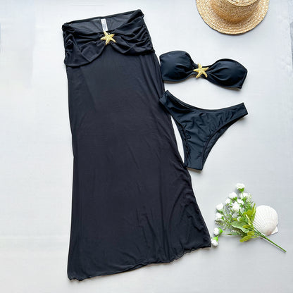 Women's Sexy Solid Color 3 Pieces Set Bikinis Swimwear