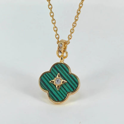Clover Natural Stone Pendant Necklace
