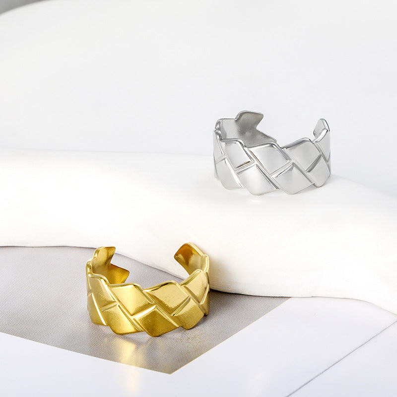 Jewelry Elegant Leaves Flower Titanium Steel Open Rings