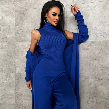 Holiday Women's Vacation Simple Style Solid Color Ice Silk Polyester Pants Sets Pants Sets