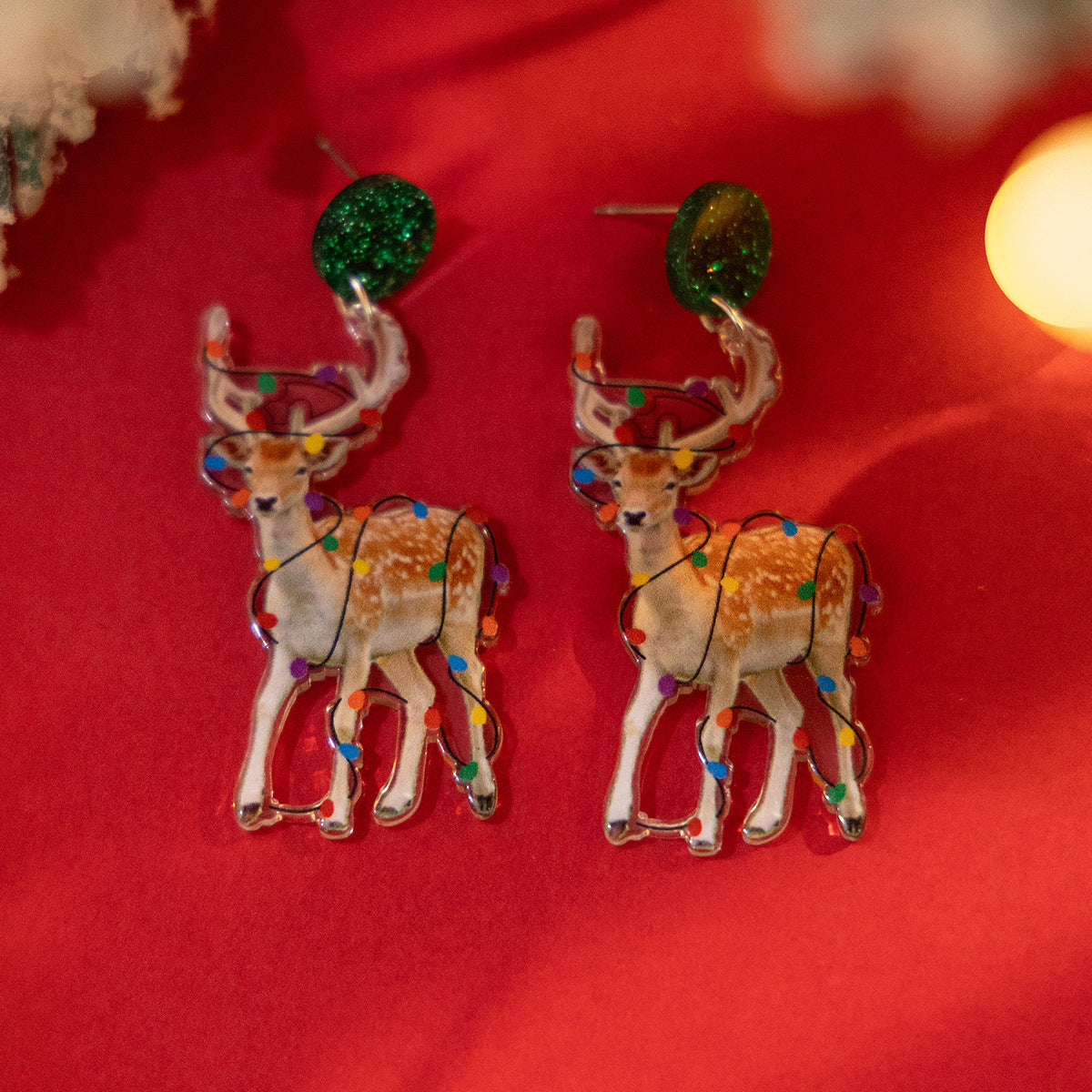 1 Pair Cute Vacation Christmas Hat Christmas Tree Elk Plating Arylic Earrings