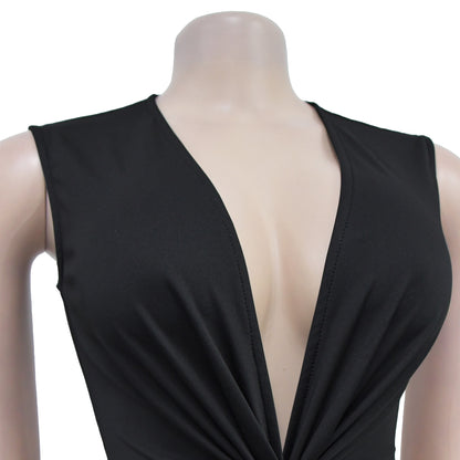 Women's Sheath Dress Elegant Deep V Thigh Slit Sleeveless Solid Color Maxi Long Dress Banquet