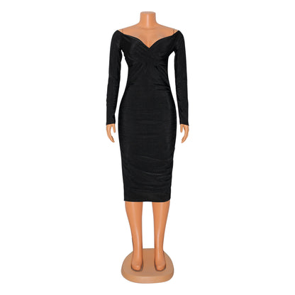 women's pencil skirt fashion boat neck patchwork sleeveless solid color midi dress daily