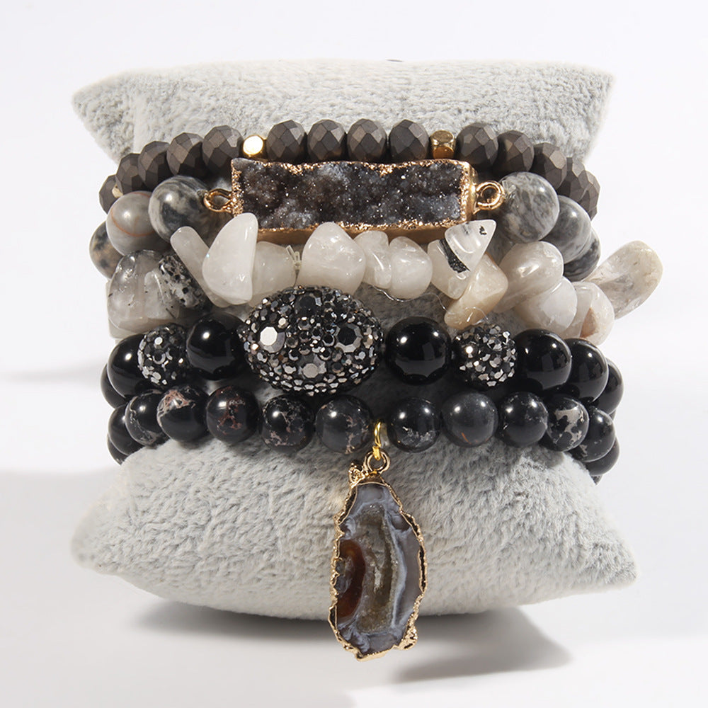 Vintage Style Bohemian Geometric natural stone Glass Beaded Chain Bracelets In Bulk Natural Stone Bracelet