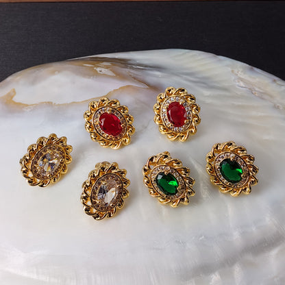 Oval Zircon Stud Earrings