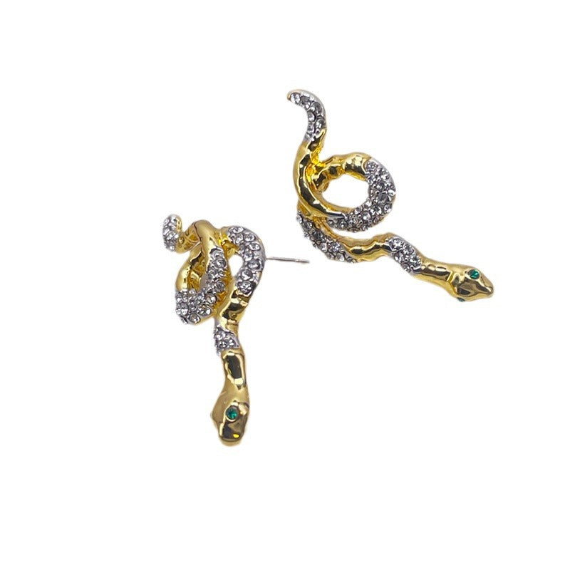 Serpent Crystal Stud Earrings with S925 Posts
