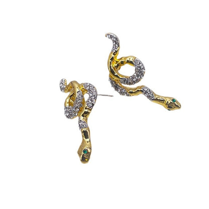 Serpent Crystal Stud Earrings with S925 Posts
