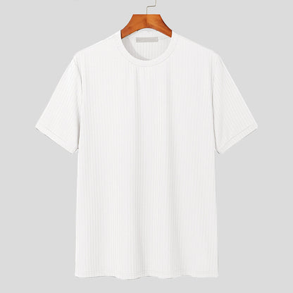 Men's Solid Color Simple Style Round Neck Short Sleeve Loose Men's T-shirt