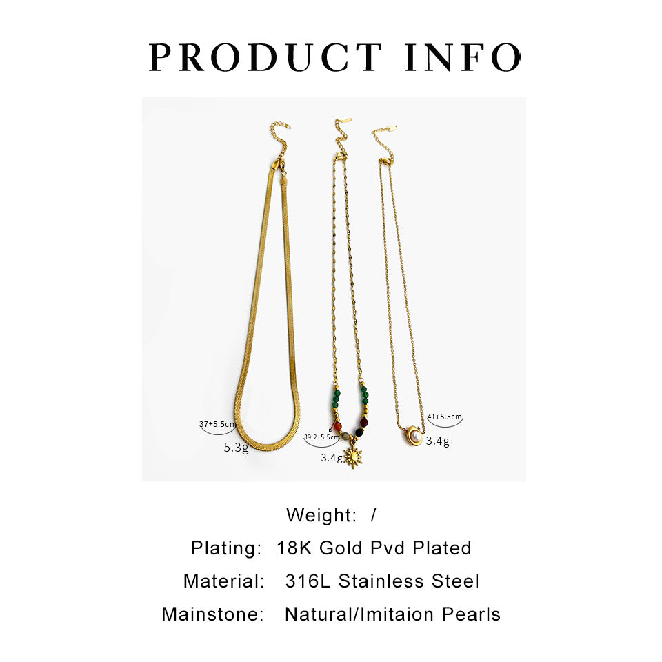 Jewelry Vintage Style Classic Style Geometric 316L Stainless Steel  18K Gold Plated Necklace