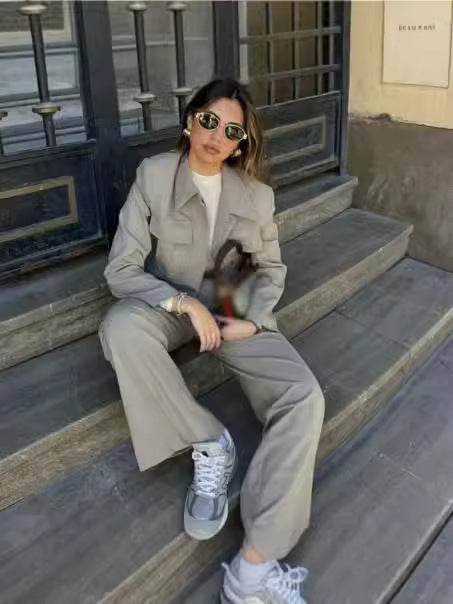 Daily Women's Casual Solid Color Polyester Pocket Pants Sets Pants Sets