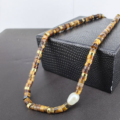 Natural Stone Pearl Layered Necklace