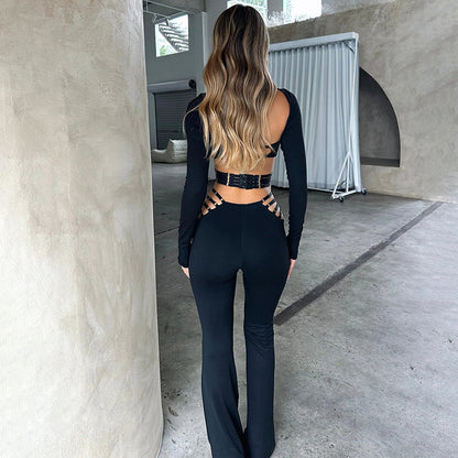 Party Women's Sexy Solid Color Spandex Polyester Pants Sets Pants Sets