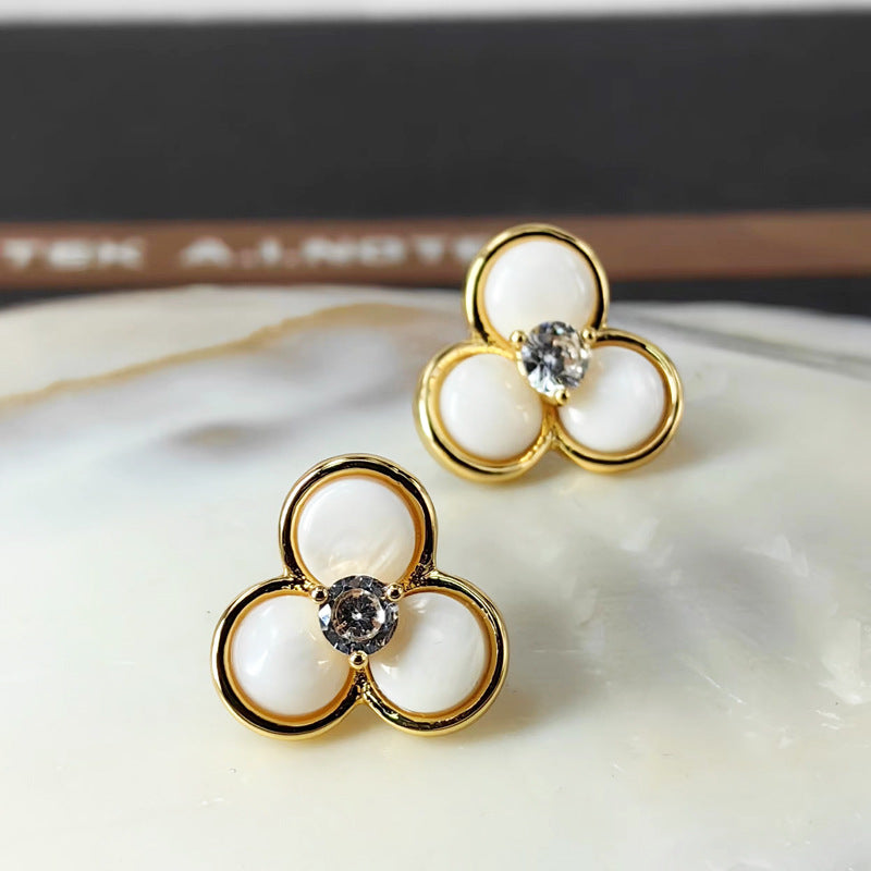 Shell Petal Stud Earrings with S925 Posts