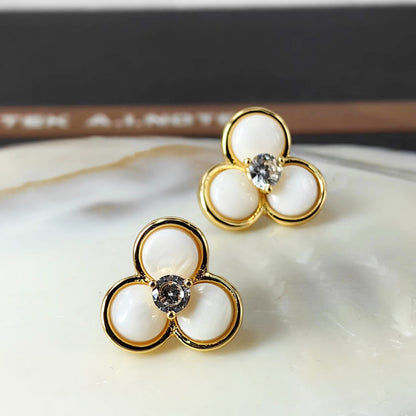 Shell Petal Stud Earrings with S925 Posts