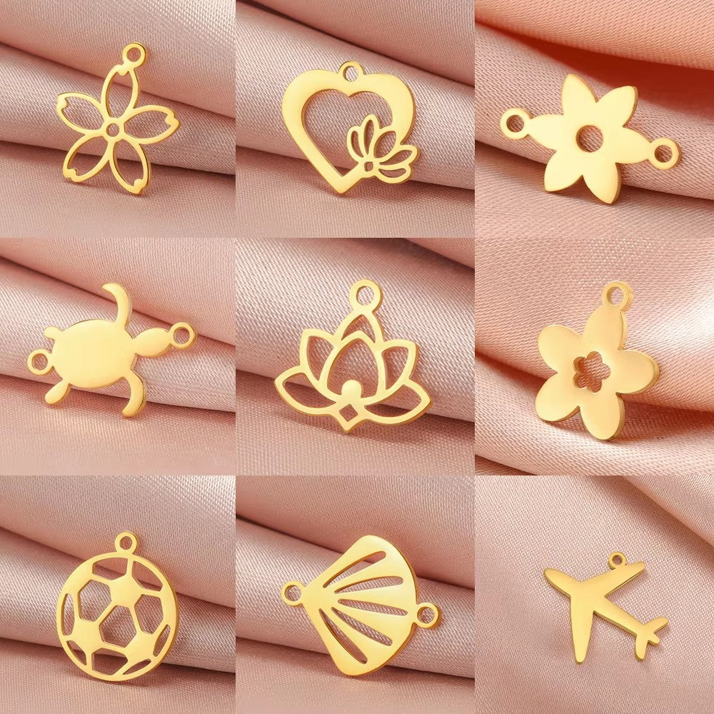 1 Piece 304 Stainless Steel Tortoise Flower Shell Pendant