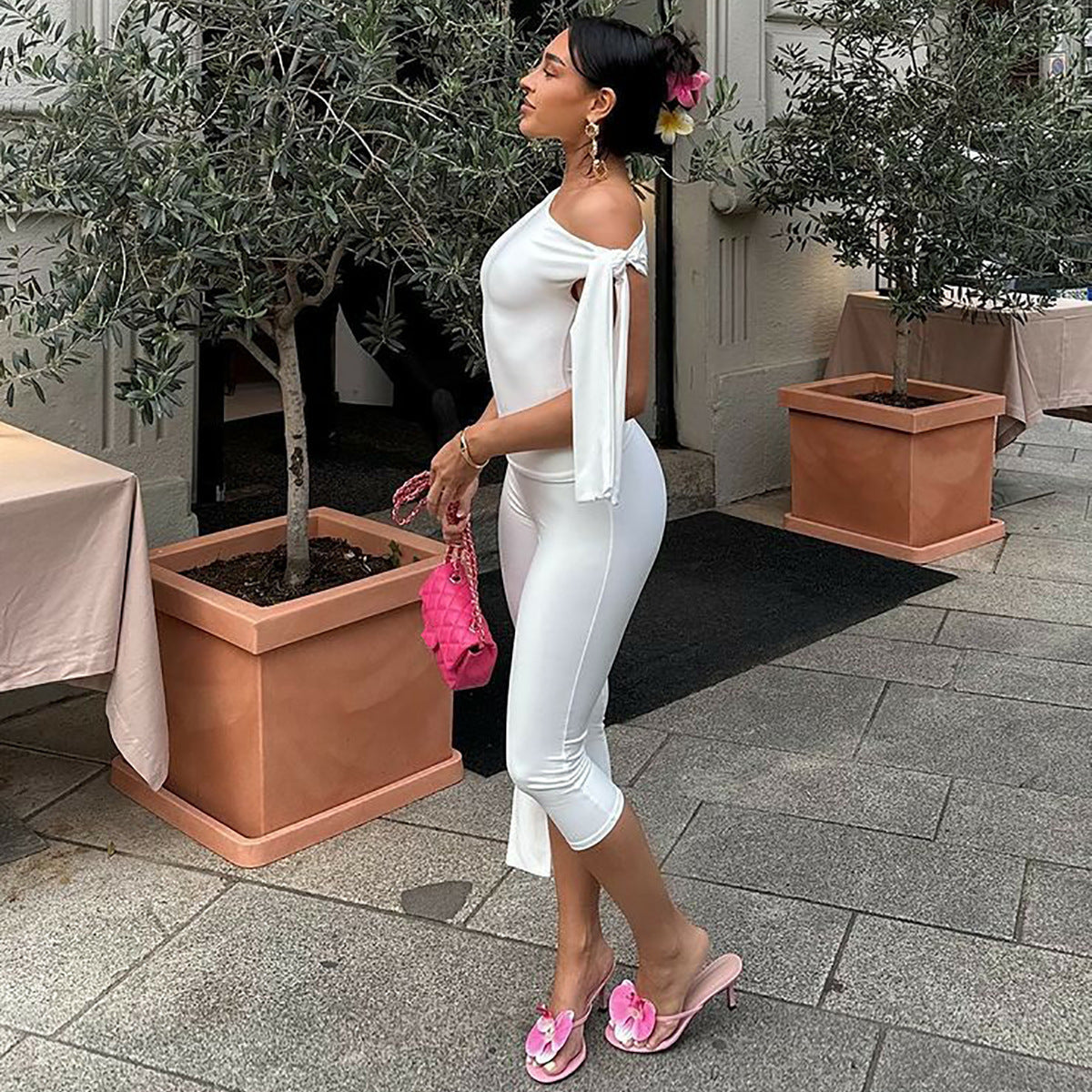 Banquet Daily Women's Casual Elegant Solid Color Spandex Polyester Pants Sets Shorts Sets