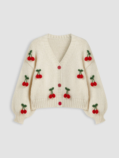 Women's Sweater Long Sleeve Sweaters & Cardigans Vacation Simple Style Cherry