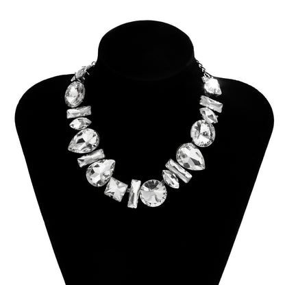 Glam Exaggerated Geometric Water Droplets Rhinestones Rhinestone Iron Tennis Chain Choker
