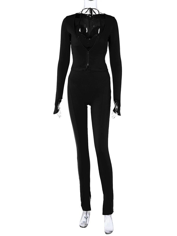 Banquet Daily Women's Elegant Solid Color Spandex Polyester Pants Sets Pants Sets