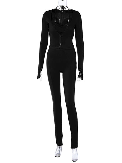 Banquet Daily Women's Elegant Solid Color Spandex Polyester Pants Sets Pants Sets