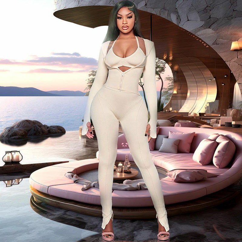 Banquet Daily Women's Elegant Solid Color Spandex Polyester Pants Sets Pants Sets