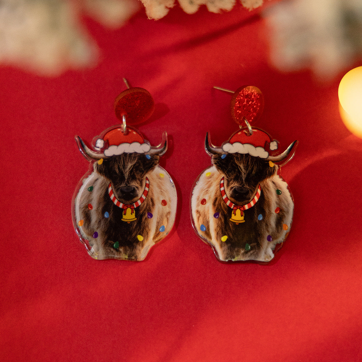 1 Pair Cute Vacation Christmas Hat Christmas Tree Elk Plating Arylic Earrings