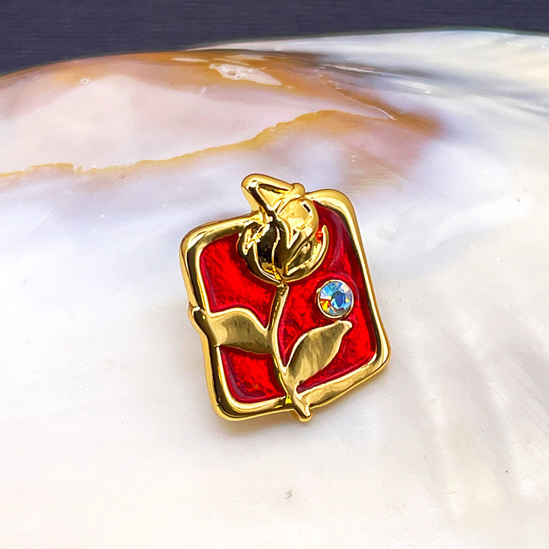 Vintage Enamel Flower Stud Earrings with S925 Posts
