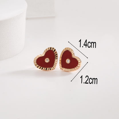 Agate love stud earrings 2025 new popular Ankola red earrings light luxury high-end small fragrant wind earrings