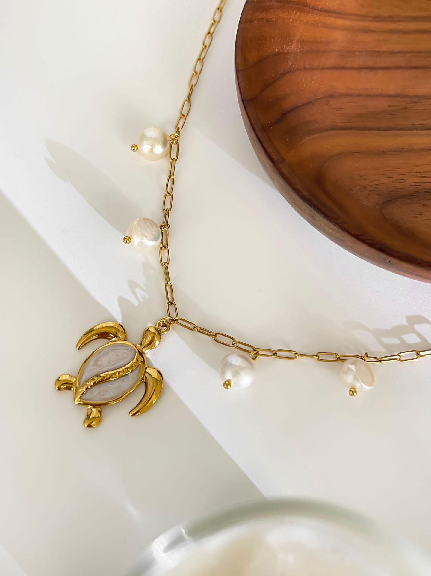 Jewelry Vintage Style Beach Tortoise 316L Stainless Steel  18K Gold Plated Pendant Necklace
