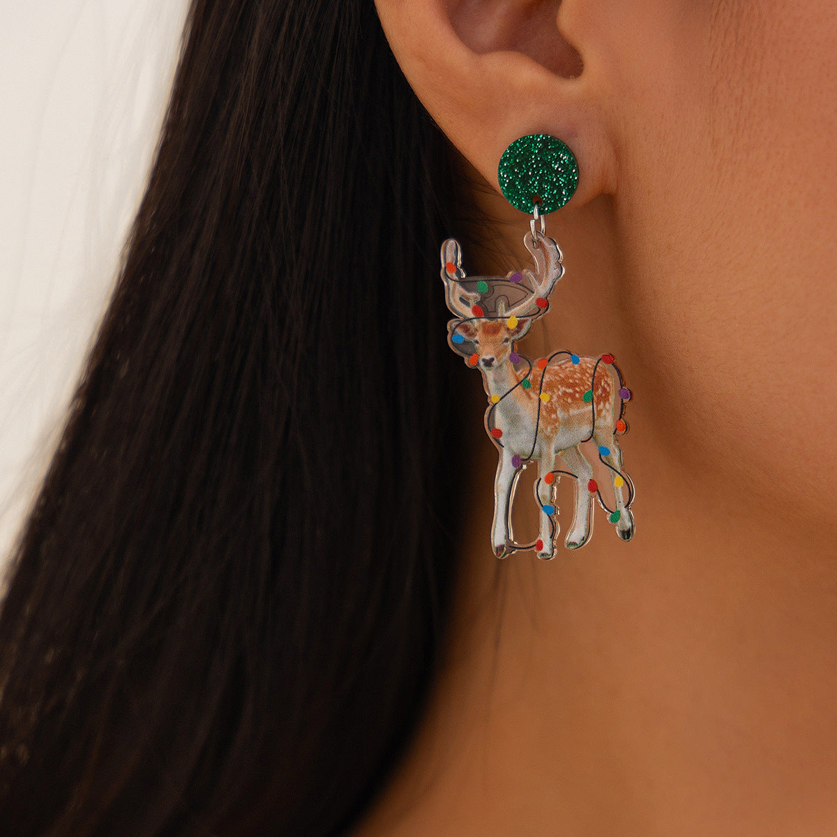 1 Pair Cute Vacation Christmas Hat Christmas Tree Elk Plating Arylic Earrings
