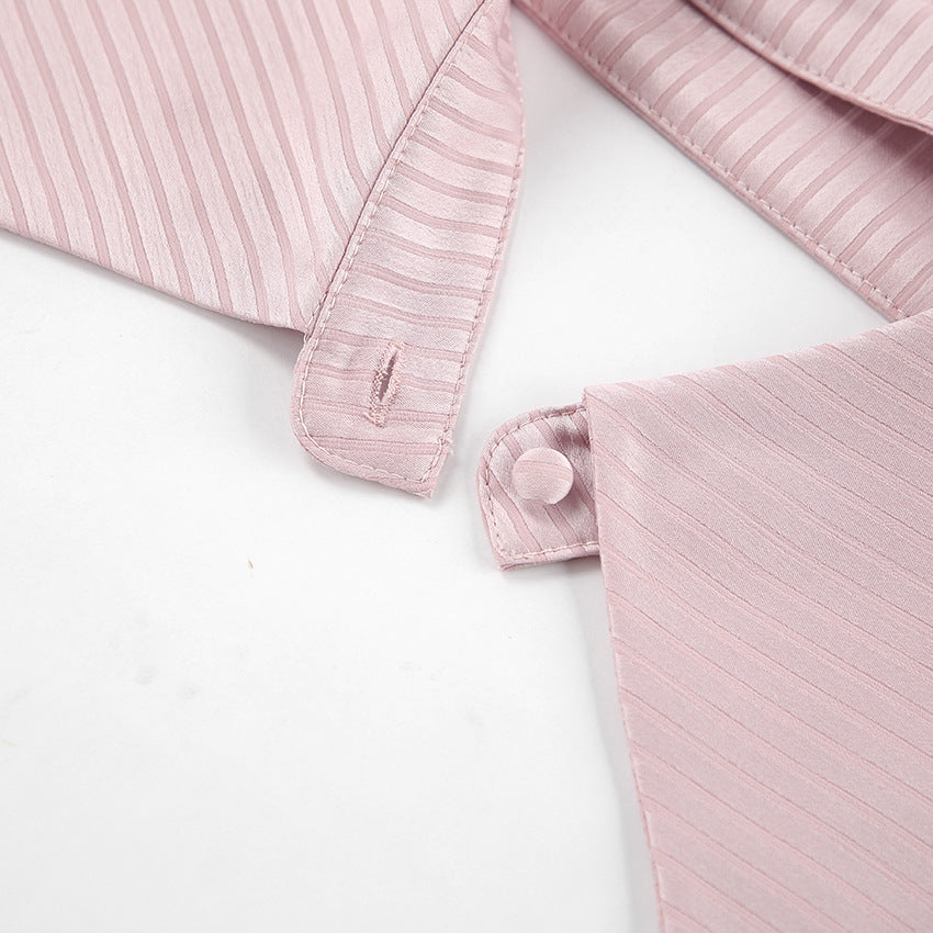 Women's Blouse Long Sleeve Blouses Hollow Out Elegant Stripe