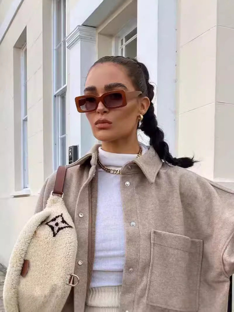 Women's Streetwear Solid Color Single Breasted Woolen Coat Woolen Coat