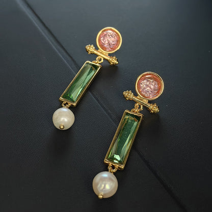 Vintage French Palace Stud Earrings with S925 Posts
