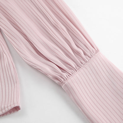 Women's Blouse Long Sleeve Blouses Hollow Out Elegant Stripe