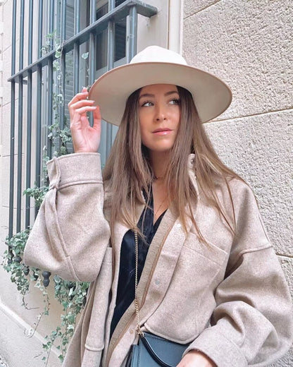 Women's Streetwear Solid Color Single Breasted Woolen Coat Woolen Coat