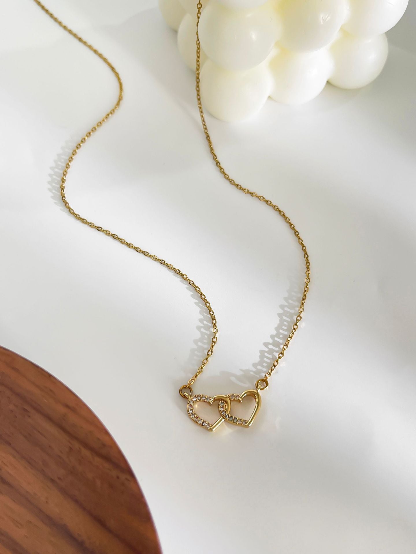 Jewelry Simple Style Heart Shape 316L Stainless Steel  18K Gold Plated Pendant Necklace