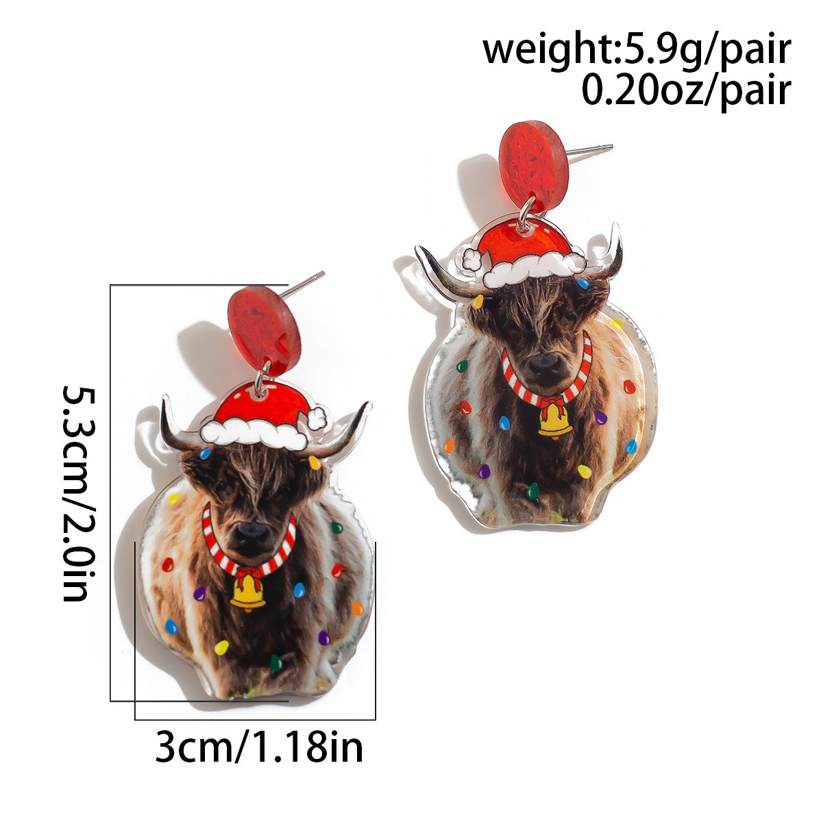 1 Pair Cute Vacation Christmas Hat Christmas Tree Elk Plating Arylic Earrings