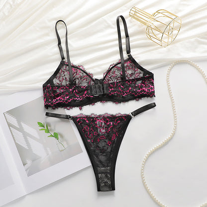 Color Block Gather Comfort Bra&Panty Set